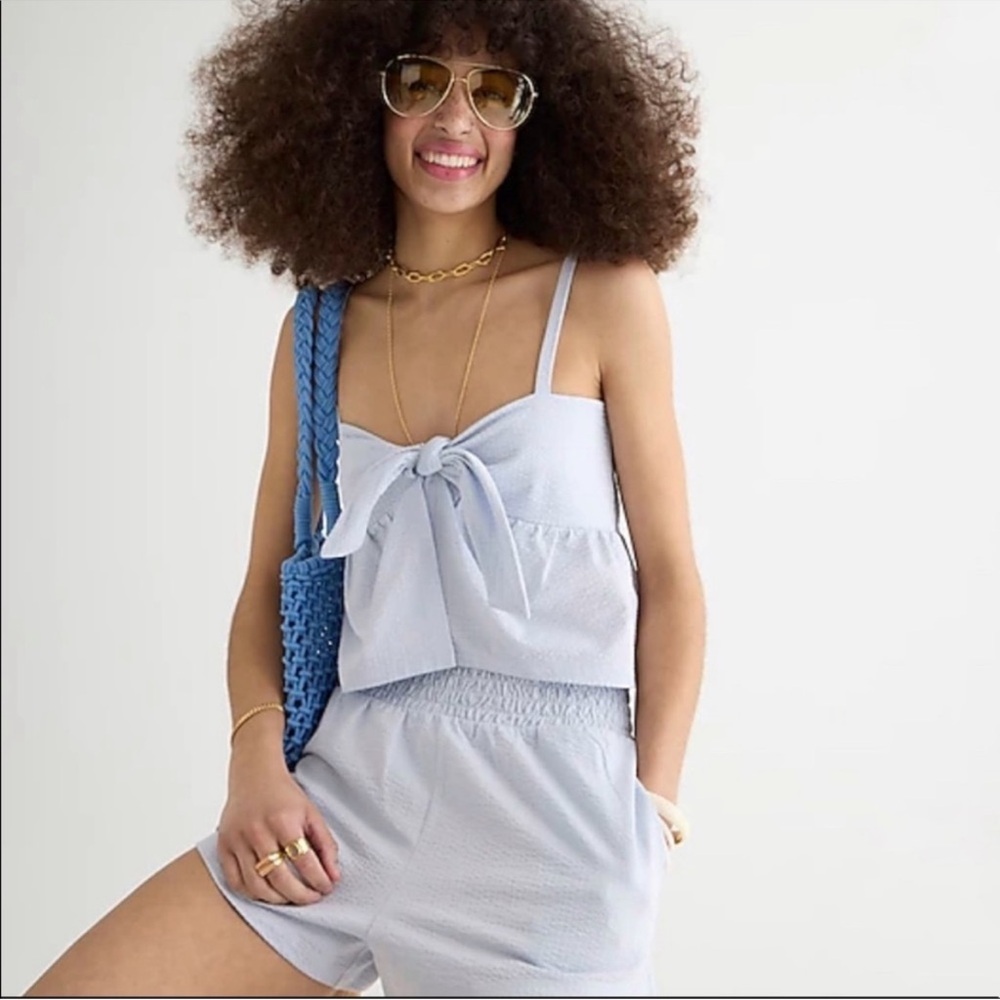 J. Crew Light Blue Bow Tank with Open front